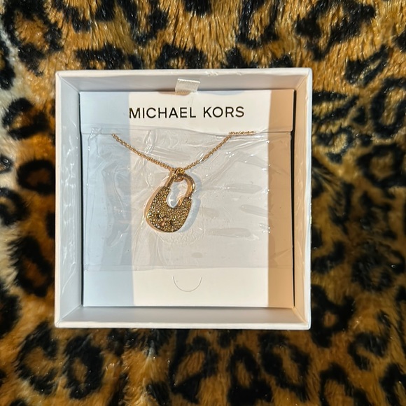 Michael Kors Jewelry - Michael Kors Rose Gold Sparkly lock Necklace NIB